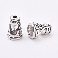 Tibetan Style Alloy Bead Cone, Apetalous, Antique Silver, 10x7mm, Hole: 1.2mm, Inner Diameter: 5mm(PALLOY-TAC0011-64AS)