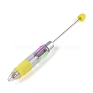 Beadable Pen, Plastic Multicolor Retractable Ball-Point Pen, for DIY Personalized Pen with Jewelry Beads, Yellow, 148~152x14.5mm(MAK-A018-08I)