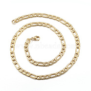 304 Stainless Steel Necklaces, Figaro Chains, with Lobster Clasp, Golden, 19.6 inch(50cm), 6mm(X-NJEW-G283-04G)