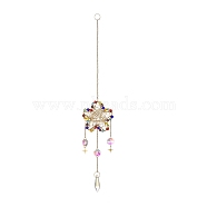 Iron Wire Winding Star Chandelier Decor Hanging Prism Ornaments, with AB Color Glass Prism, for Home Window Lighting Decoration, Golden, 353mm(HJEW-M002-22G)