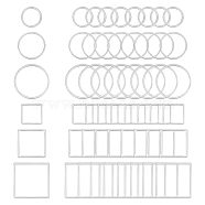 Stainless Steel Linking Rings, for Jewelry Making, Ring & Square, Stainless Steel Color, 68x52x11mm, 60pcs/box(STAS-UN0003-14P)