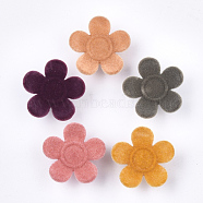 Flocky Acrylic Buttons, Shank Button, 1-Hole, Flower, Mixed Color, 27x28x10mm, Hole: 3.5mm(X-FIND-T046-16)