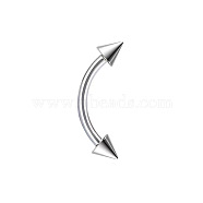 Titanium Alloy Curved Barbells Eyebrow Rings with Spikes, Stainless Steel Color, 4mm, Rod Length: 6mm(WGE70A8-08)