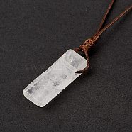 Natural Quartz Crystal Nugget Pendant Necklace with Waxed Cord for Women, 33.86~38.98 inch(86~99cm)(NJEW-F306-01H)