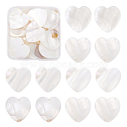 Natural Freshwater Shell Pendants, Heart, Seashell Color, 26~27x27~28x1~2mm, Hole: 1mm, 30pcs/box(SHEL-BC0001-004)