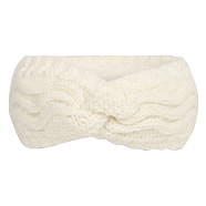 Polyacrylonitrile Fiber Yarn Warmer Headbands with Velvet, Soft Stretch Thick Cable Knit Head Wrap for Women, Floral White, 245x100mm(COHT-PW0001-24A)