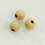 Yellow Gold Filled Textured Beads, 1/20 14K Gold Filled, Cadmium Free & Nickel Free & Lead Free, Round, 3mm, Hole: 1mm(KK-G155-3mm-2)