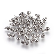 304 Stainless Steel Charms, Bell, Stainless Steel Color, 7.5x5mm, Hole: 1.5mm(STAS-P227-15P)