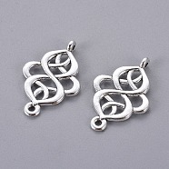 Tibetan Style Alloy Links/Connectors, Chandelier Components, Cadmium Free & Nickel Free & Lead Free, Rhombus, Antique Silver, 28x18x2mm, Hole: 1.5mm(TIBEP-EA11933YKG-AS-FF)