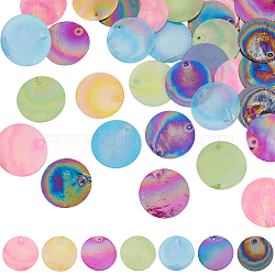 42Pcs 7 Colors Spray Painted Natural Capiz Shell Pendants, Disc Charms, AB Color, Mixed Color, 39.5~40x1~2mm, Hole: 1.2~1.4mm, 6pcs/color(SSHEL-SC0001-44)