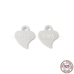 925 Sterling Silver Heart Chain Extender Connectors, Chain Tabs with S925 Stamp, Silver, 6.5x5x0.5mm, Hole: 0.9mm(STER-P053-02S)