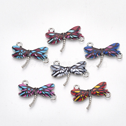 Printed Alloy Links connectors, with Enamel, Dragonfly, Platinum, Mixed Color, 16x22.5x2mm, Hole: 1.8mm(PALLOY-S118-21)
