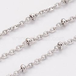 304 Stainless Steel Cable Chains, Satellite Chains, Soldered, with Spool, Rondelle Beads, Stainless Steel Color, 2mm, about 32.8 Feet(10m)/roll(CHS-H007-20P)