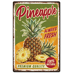 Vintage Metal Tin Sign, Iron Wall Decor for Bars, Restaurants, Cafe Pubs, Rectangle, Pineapple, 300x200x0.5mm(AJEW-WH0189-473)