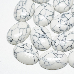 Synthetic Turquoise Cabochons, Oval, White, 8x6x3mm(TURQ-S290-33G-03)