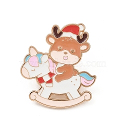 Christmas Enamel Pins, Alloy Lapel Pin Backs for Backpack Clothes, Light Gold, Deer, 30x27mm(JEWB-F041-01D)