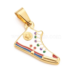 304 Stainless Steel Charms, Shoes, with Enamel, Golden, 14x20x2mm, Hole: 7x4mm(X-STAS-H356-18G)