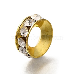 Brass Rhinestone Spacer Beads, Cadmium Free & Lead Free, Long-Lasting Plated, Rack Plating, Ring, Gold, 15x5.5mm, Hole: 7mm(KK-M313-44D-12)