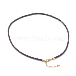 Braided Waxed Polyester Cord Necklaces Making, with 304 Stainless Steel Lobster Claw Clasps, Golden, Coconut Brown, 18-3/4 inch(47.5cm)(NJEW-Z011-03G-C)