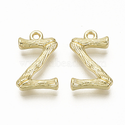 Alloy Pendants, Cadmium Free & Nickel Free & Lead Free, Bamboo Initial Letter, Real 18K Gold Plated, Letter.Z, Z:17x10.5x3mm, Hole: 1.5mm(PALLOY-S137-001Z-NR)