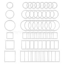 Stainless Steel Linking Rings, for Jewelry Making, Ring & Square, Stainless Steel Color, 68x52x11mm, 60pcs/box(STAS-UN0003-14P)