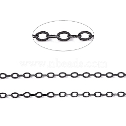 304 Stainless Steel Textured Cable Chains, Soldered, with Spool, Knurling, Electrophoresis Black, 3.5x2.5x0.4mm, about 32.8 Feet(10m)/roll(CHS-H007-05EB)