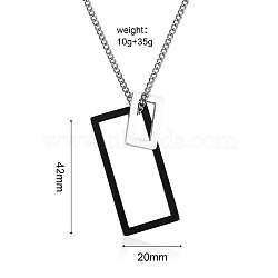 Simple Geometric Pendant Necklace, Stainless Steel Necklace, Rectangle, Gunmetal, 15.75 inch(40cm)(TR3981-1)