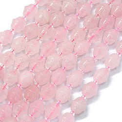 Natural Rose Quartz Beads Strands, Bell, with Seed Beads, 11x10mm, Hole: 1.4mm, about 31pcs/strand, 15.35''(39cm)(G-K389-D18-01)