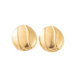 Ion Plating(IP) 304 Stainless Steel Stud Earrings for Women, Textured Oval, Real 18K Gold Plated, 24x21.5mm(EJEW-P279-54G)