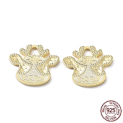925 Sterling Silver Charms, Deer with Polka Dot Charm, Textured, Real 18K Gold Plated, 12x14x1.2mm, Hole: 2.5x2.2mm(STER-C003-13G)