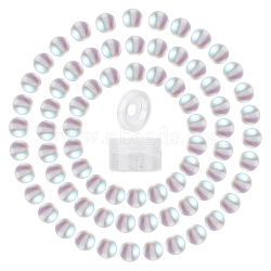 DIY Synthetic Moonstone Beads Stretch Bracelet Making Kits, with Elastic Thread, Clear, Beads: 8mm, Hole: 1mm, 100pcs/box(DIY-SC0012-84A)