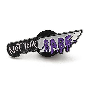 Knife with Word Not Your Babe Enamel Pins, Black Alloy Brooches for Clothes Backpack Women, Indigo, 8.5x31.5x1.3mm
