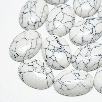 Synthetic Turquoise Cabochons, Oval, White, 8x6x3mm