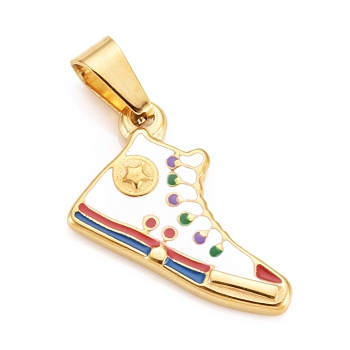 304 Stainless Steel Charms, Shoes, with Enamel, Golden, 14x20x2mm, Hole: 7x4mm