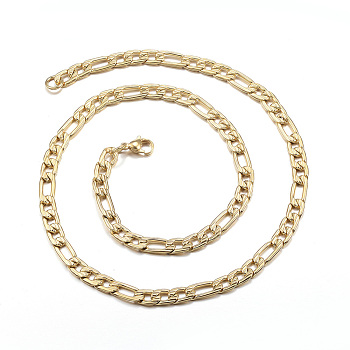 304 Stainless Steel Necklaces, Figaro Chains, with Lobster Clasp, Golden, 19.6 inch(50cm), 6mm