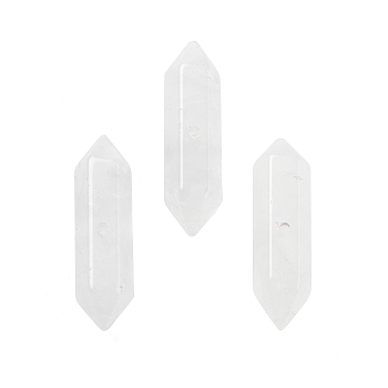 Natural Quartz Crystal Double Terminal Pointed Beads, Rock Crystal Faceted Bullet, 32.5x9x8mm, Hole: 1.6mm