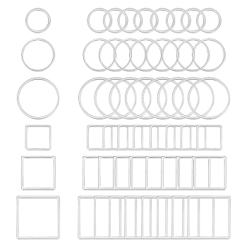 Stainless Steel Linking Rings, for Jewelry Making, Ring & Square, Stainless Steel Color, 68x52x11mm, 60pcs/box