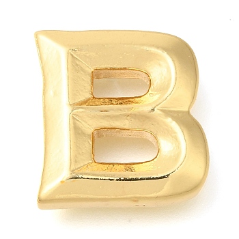 Rack Plating Brass Pendants, Long-Lasting Plated, Cadmium Free & Lead Free, Letter A~Z Charms, Letter B, 17.5x16.5x5.5mm, Hole: 3.5x2mm