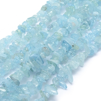 Natural Aquamarine Beads Strands, Chip, 5~7mm, Hole: 0.8mm, about 16 inch(40.6cm)