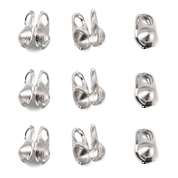 304 Stainless Steel Smooth Surface Bead Tips, Calotte Ends, Clamshell Knot Cover, Stainless Steel Color, 4x2mm, Hole: 1mm, Inner Diameter: 1.5mm