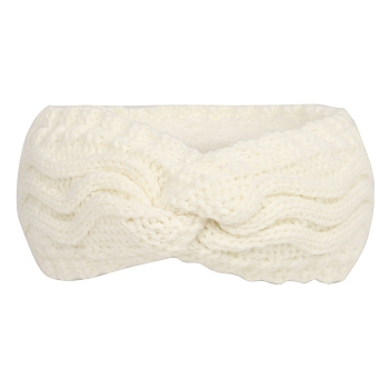 Polyacrylonitrile Fiber Yarn Warmer Headbands with Velvet, Soft Stretch Thick Cable Knit Head Wrap for Women, Floral White, 245x100mm