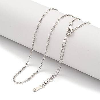 Brass Cable Chain Necklaces for Women, Platinum, 18.03 inch(458mm)