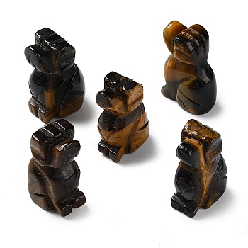 Natural Tiger Eye Carved Healing Figurines, Reiki Energy Stone Display Decorations, Dog, 18~18.5x13x27~28mm