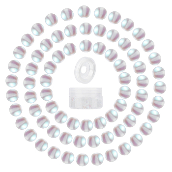 DIY Synthetic Moonstone Beads Stretch Bracelet Making Kits, with Elastic Thread, Clear, Beads: 8mm, Hole: 1mm, 100pcs/box