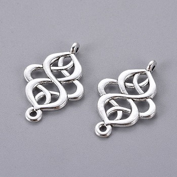 Tibetan Style Alloy Links/Connectors, Chandelier Components, Cadmium Free & Nickel Free & Lead Free, Rhombus, Antique Silver, 28x18x2mm, Hole: 1.5mm