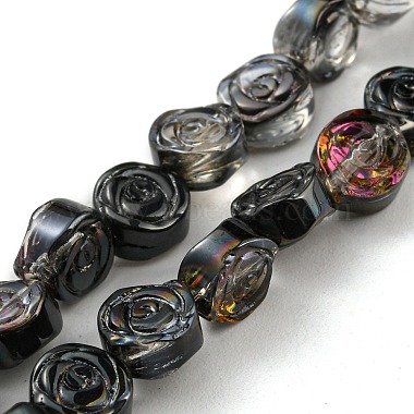 Black Flower Glass Beads