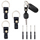 4Pcs Rectangle Cowhide & Iron Keychains(FIND-FG0005-58B)-1