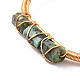 Bracelet manchette ouvert perlé triple colonne turquoise africaine naturelle (jaspe)(BJEW-E377-01G-13)-4