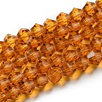 Transparent Glass Beads Strands, Faceted, Bicone, Dark Orange, 2.9~3.3x2.5mm, Hole: 0.7mm, about 135~140pcs/strand, 38~40cm(GLAA-F029-2mm-28)