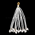 Transparent Glass & Plastic Beads Big Pendants, Tassels Charms, White, 99.5x8mm, Hole: 4.5mm(GLAA-B038-01D)